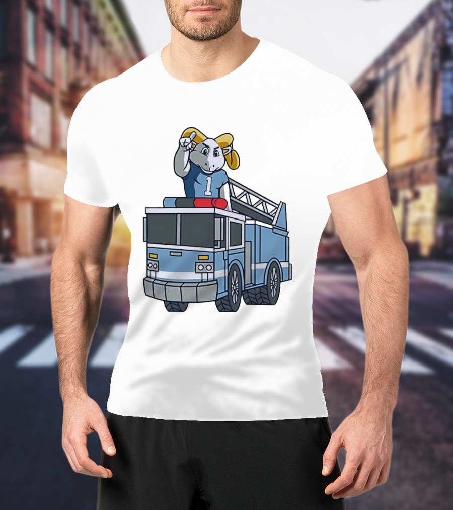 UNC Tar Heels Ram Mascot On Fire Truck Sports Team Merchandise T-Shirt