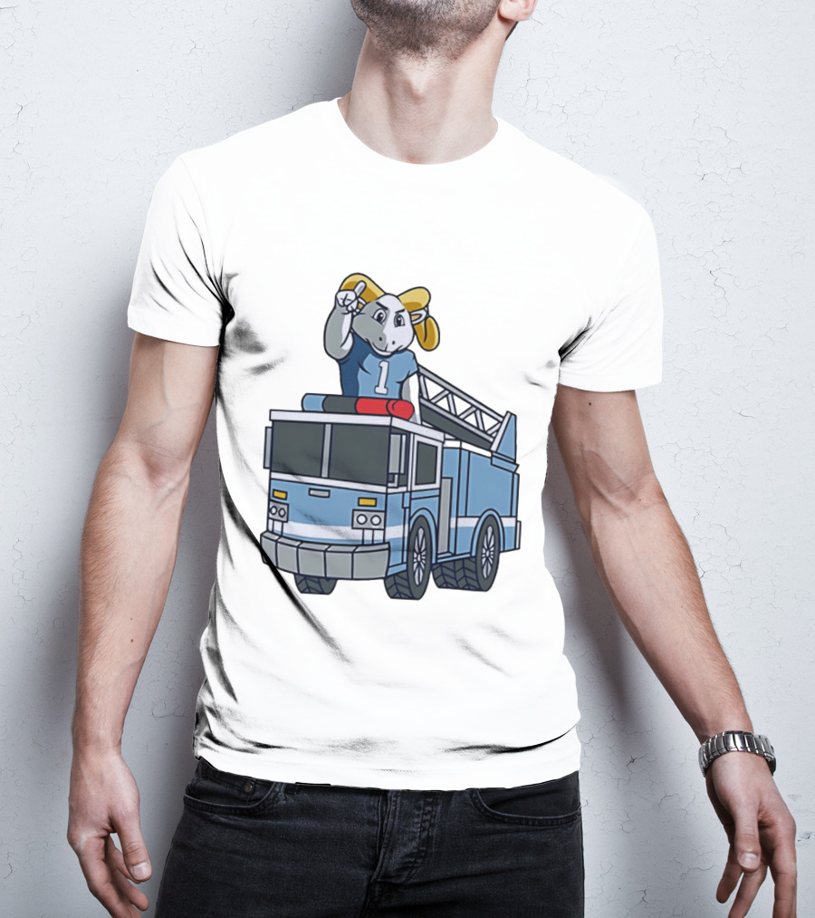 UNC Tar Heels Ram Mascot On Fire Truck Sports Team Merchandise T-Shirt