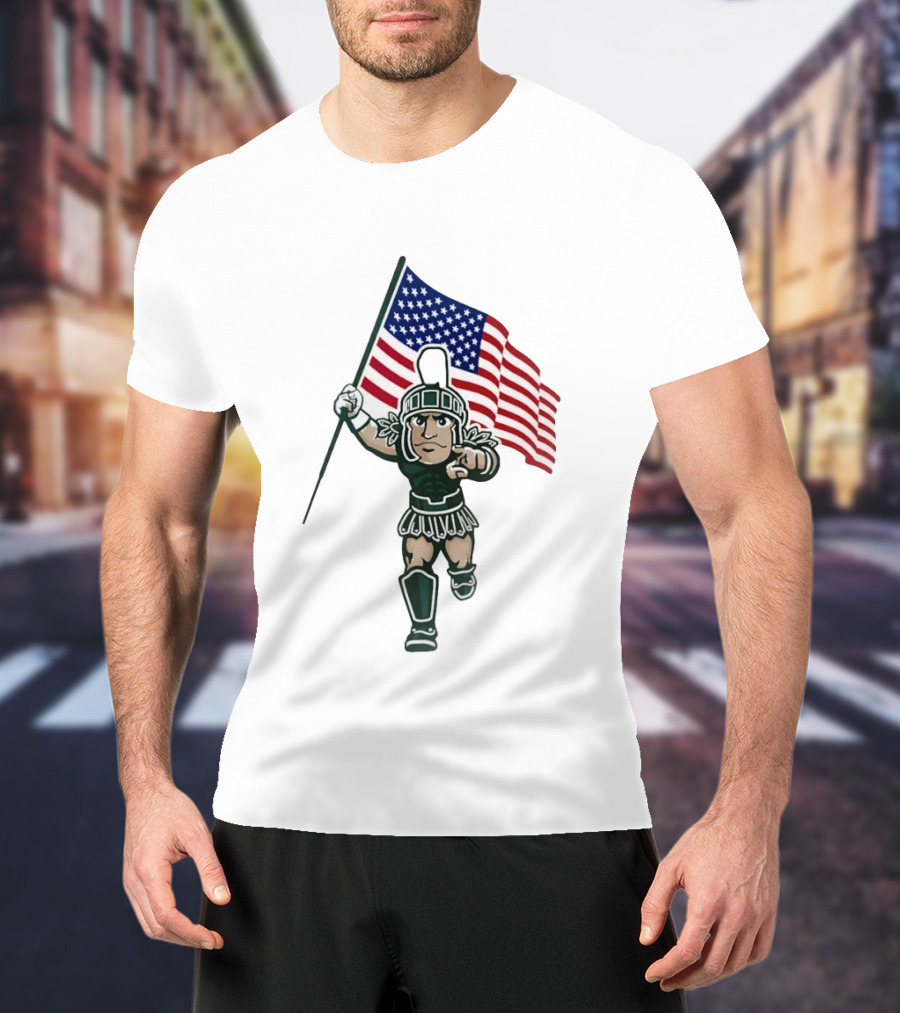 Michigan State Spartans USA Flag T-Shirt