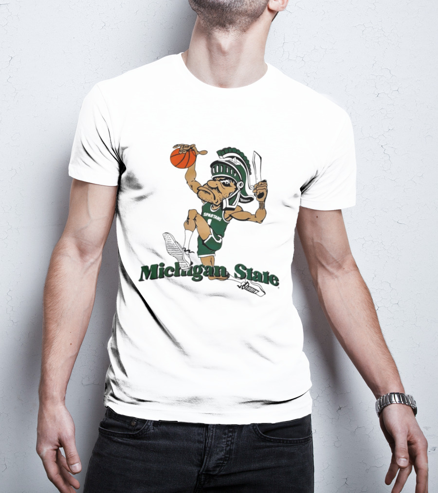 Michigan State Spartans Gruff Sparty Dunking Basketball T-Shirt