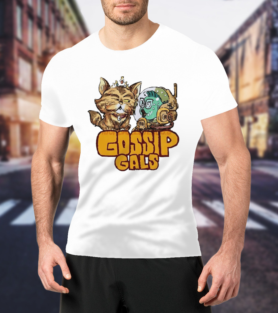 Gossip Gals Royal Cat With Crown And Fish In Astronaut Helmet T-Shirt