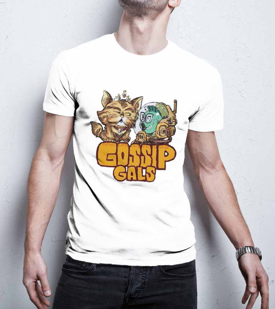 Gossip Gals Royal Cat With Crown And Fish In Astronaut Helmet T-Shirt