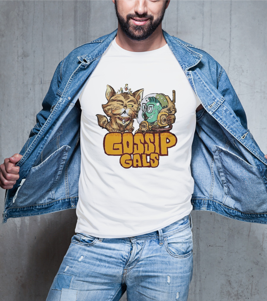 Gossip Gals Royal Cat With Crown And Fish In Astronaut Helmet T-Shirt