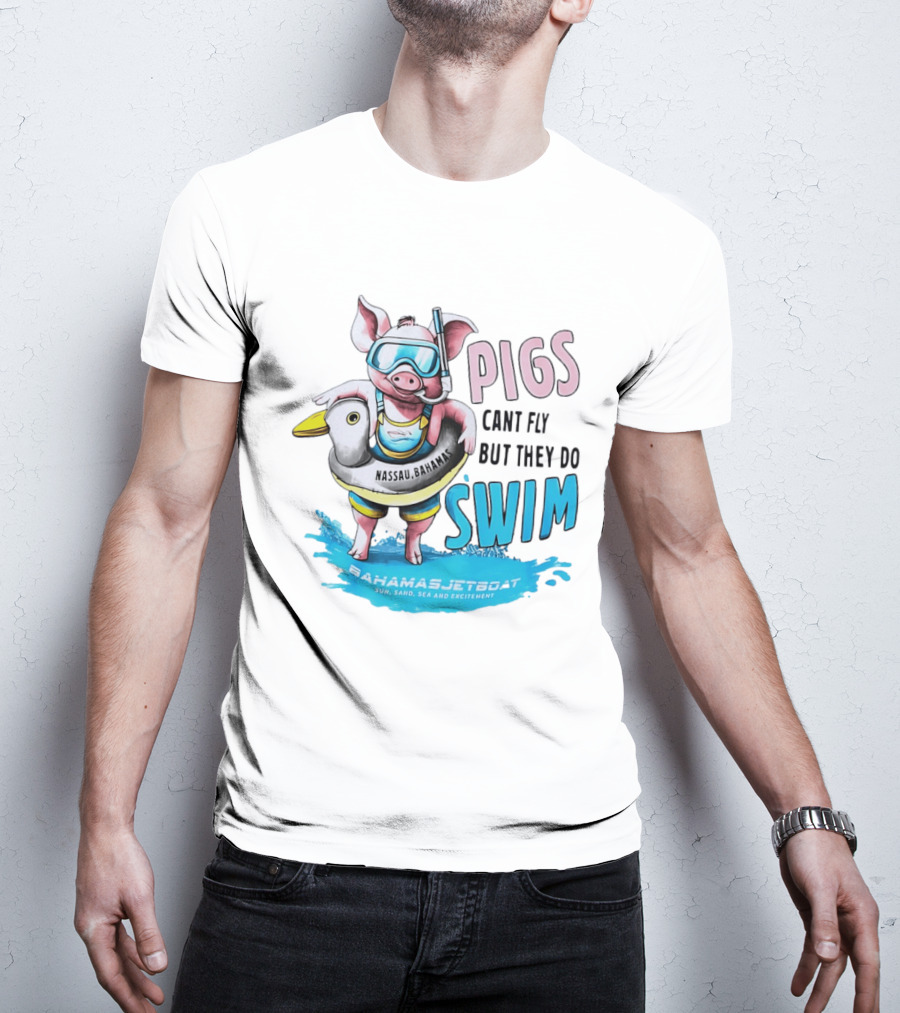 Pigs Fly Nassau Scuba Sand Sea Swim T-Shirt