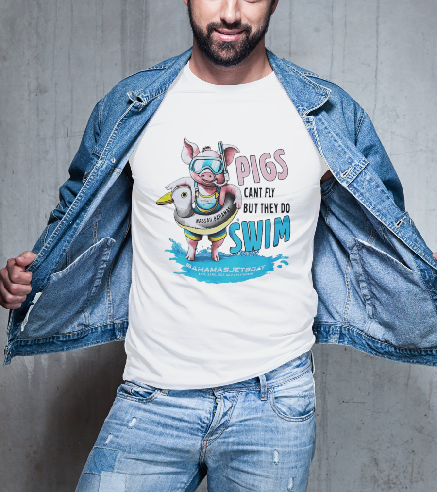 Pigs Fly Nassau Scuba Sand Sea Swim T-Shirt