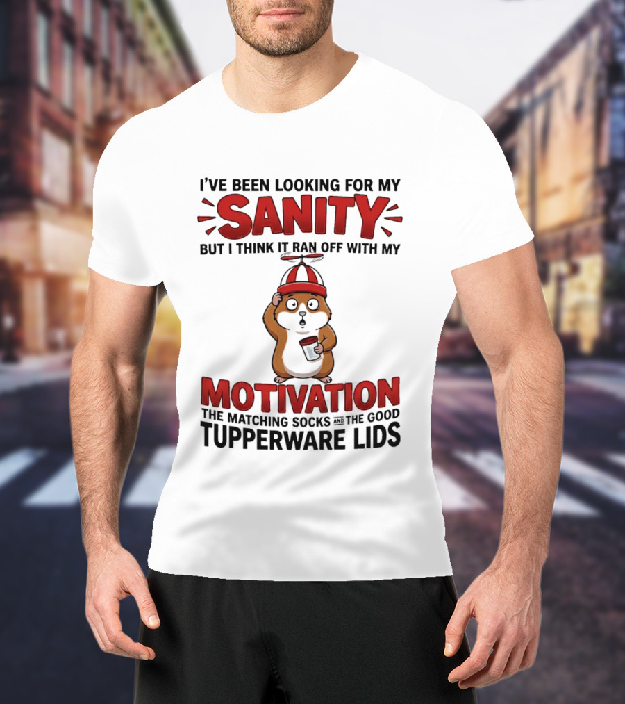 I've Been Looking For My Sanity Ran Off With My Motivation Matching Socks Tupperware Lids T-Shirt