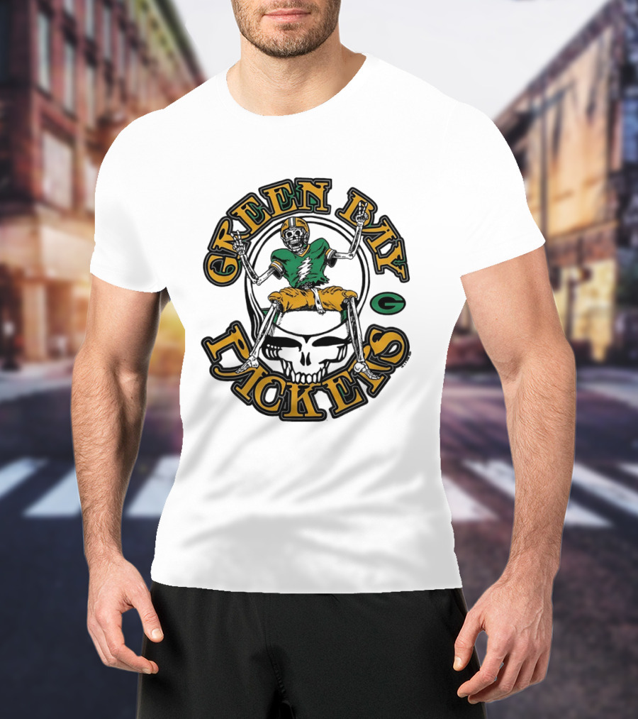 Green Bay Packers Skeleton Grateful Dead Collaboration T-Shirt