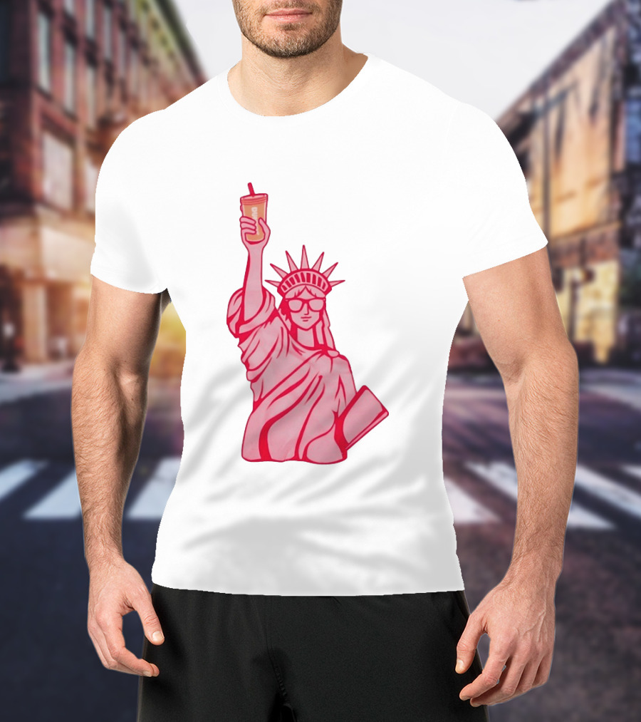Statue Of Liberty Sunglasses Iced Drink T-Shirt