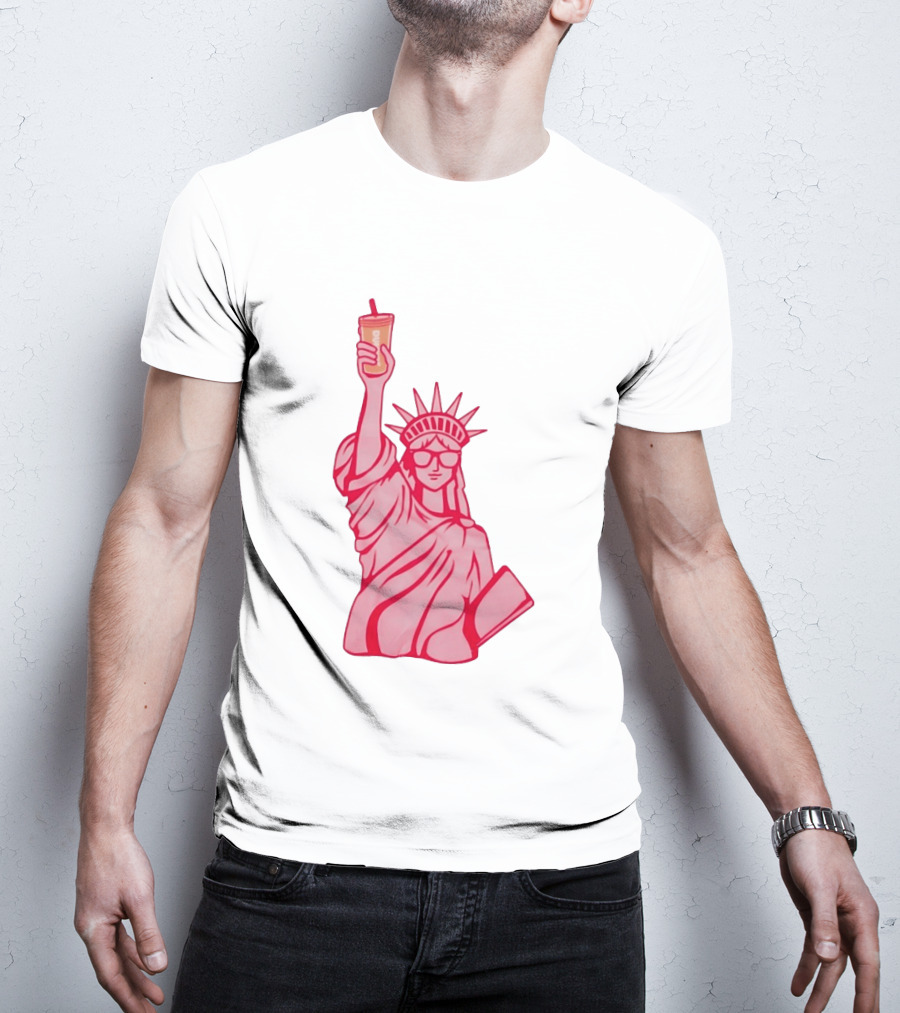 Statue Of Liberty Sunglasses Iced Drink T-Shirt