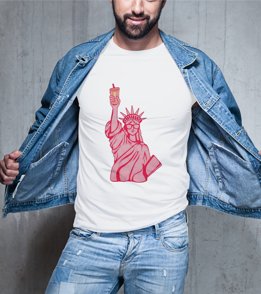 Statue Of Liberty Sunglasses Iced Drink T-Shirt