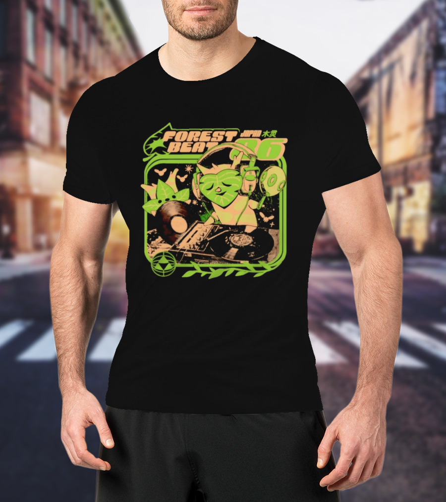 Forest Beat 06 Japan Music Vinyl Leaves Green Mask T-Shirt