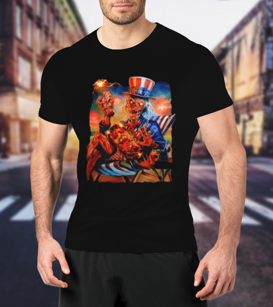 Crypt Keeper Uncle Sam 4th Of July Firework Spectacle T-Shirt