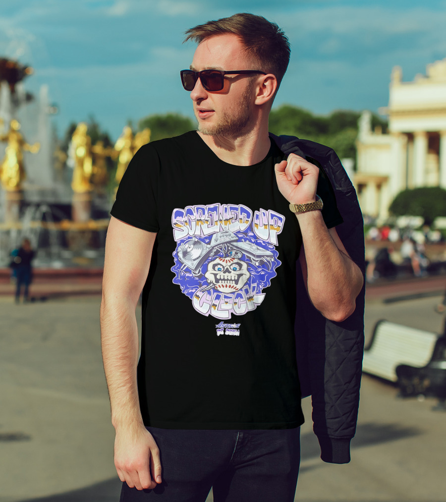 Screwed Up Click Skull DJ Houston Astros Mashup Visual T-Shirt