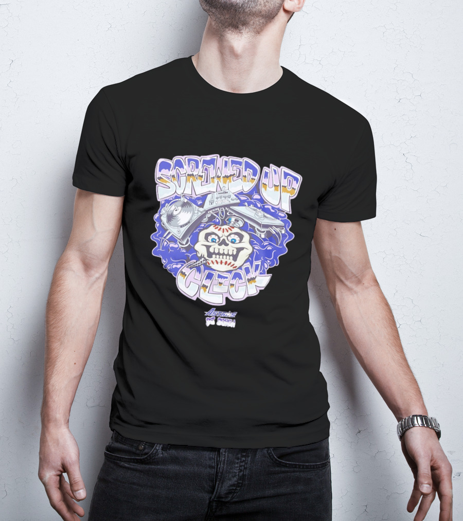 Screwed Up Click Skull DJ Houston Astros Mashup Visual T-Shirt