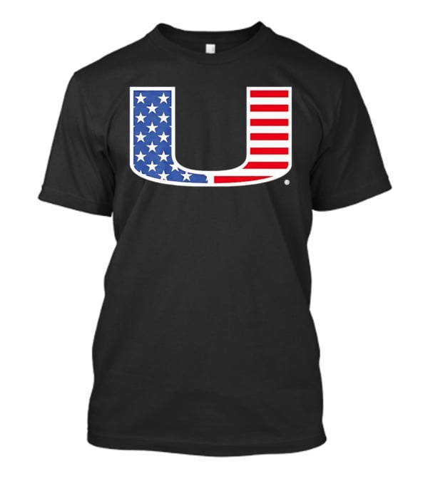 Miami Hurricanes USA Flag Stars Stripes Iconic Team T-Shirt