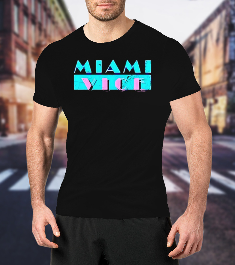 MIAMI VICE Retro Neon Blue Pink Aesthetic T-Shirt