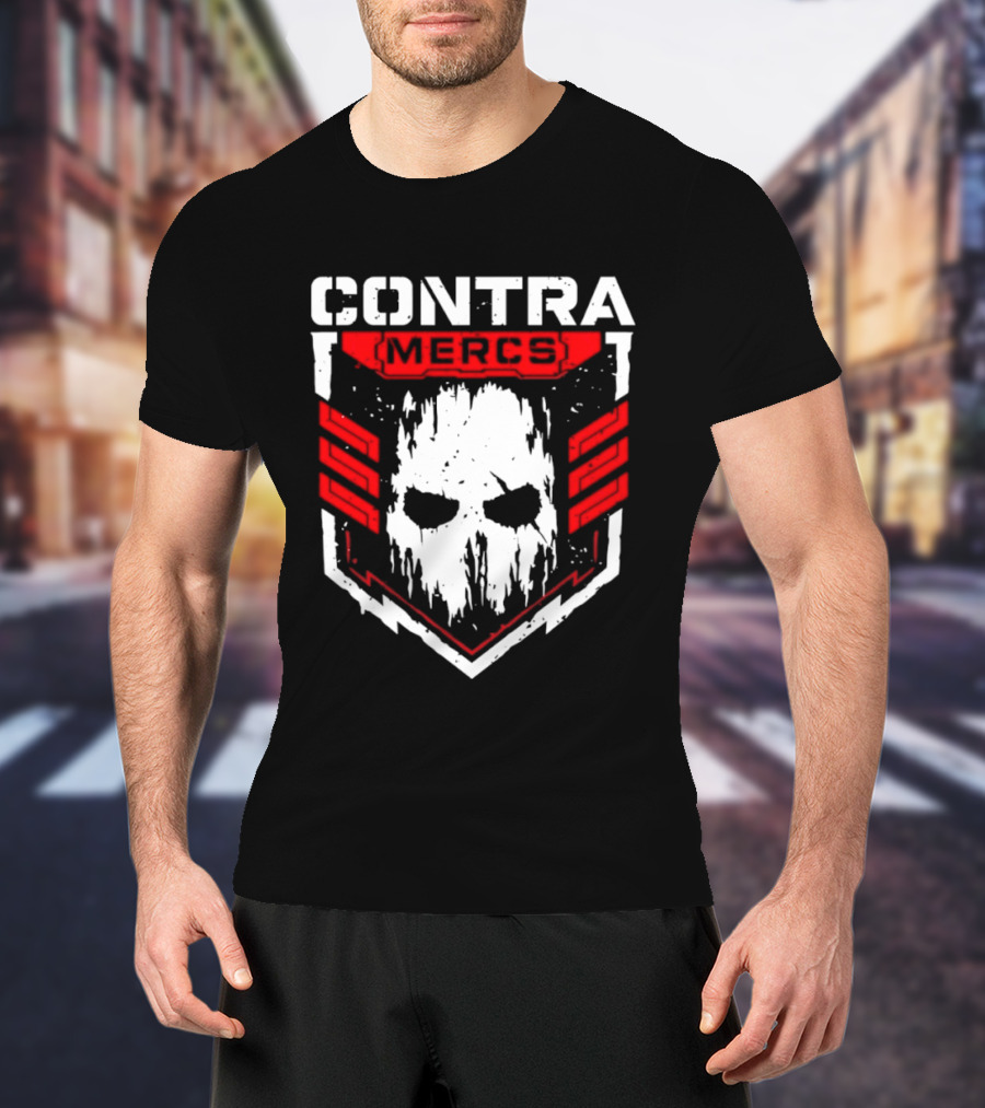 MLW Contra Mercs Skull Emblem Red Stripes T-Shirt