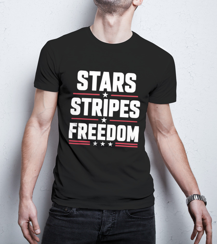 Stars Stripes Freedom Patriotic American Independence Day Fourth Of July T-Shirt