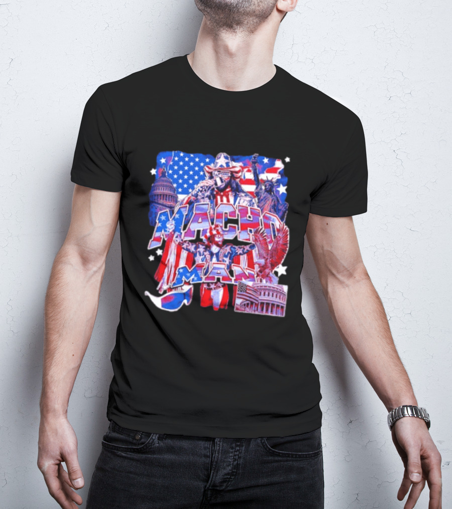 Macho Man America Independence Day Patriotic Retro USA T-Shirt