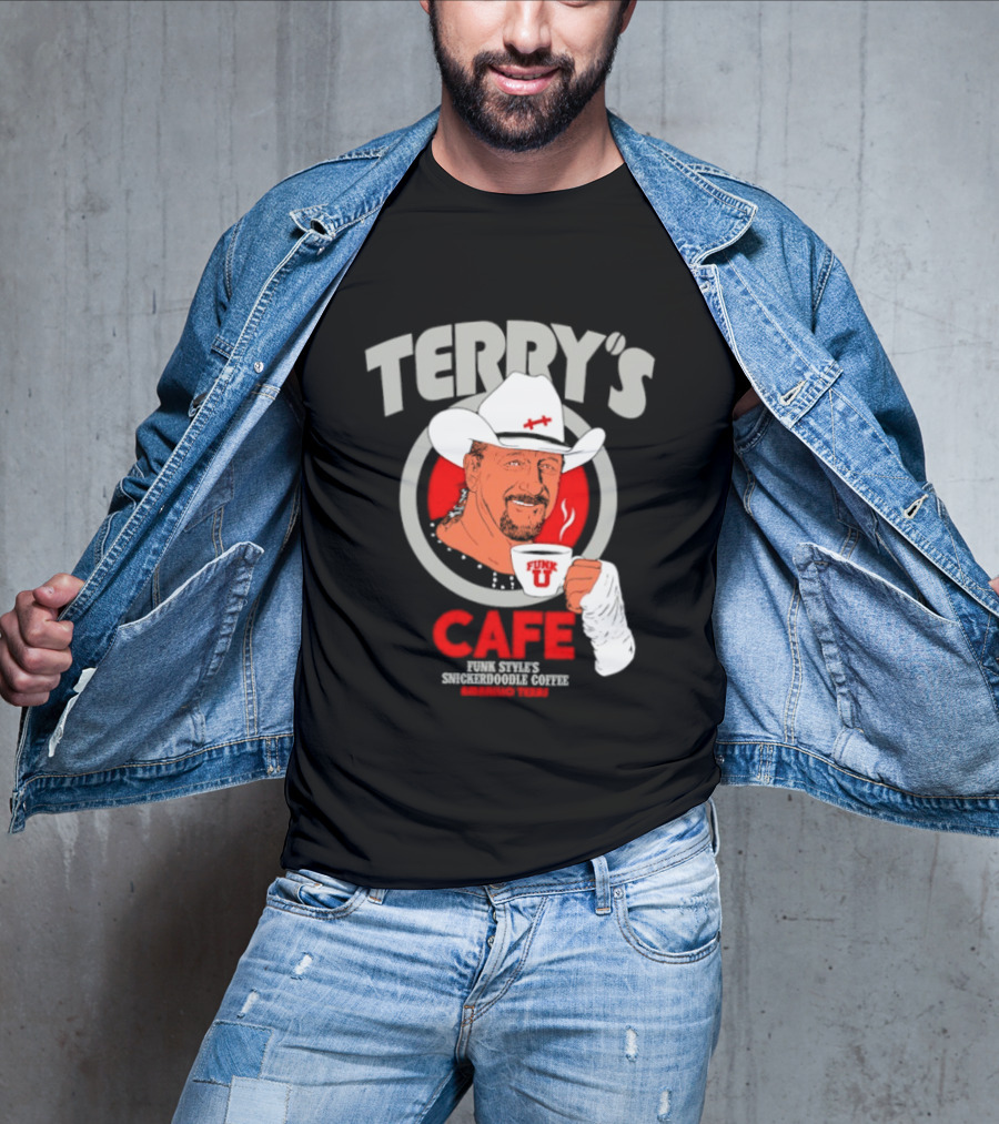 Terry's Cafe Terry Funk Funk U Coffee Cowboy Bandage T-Shirt