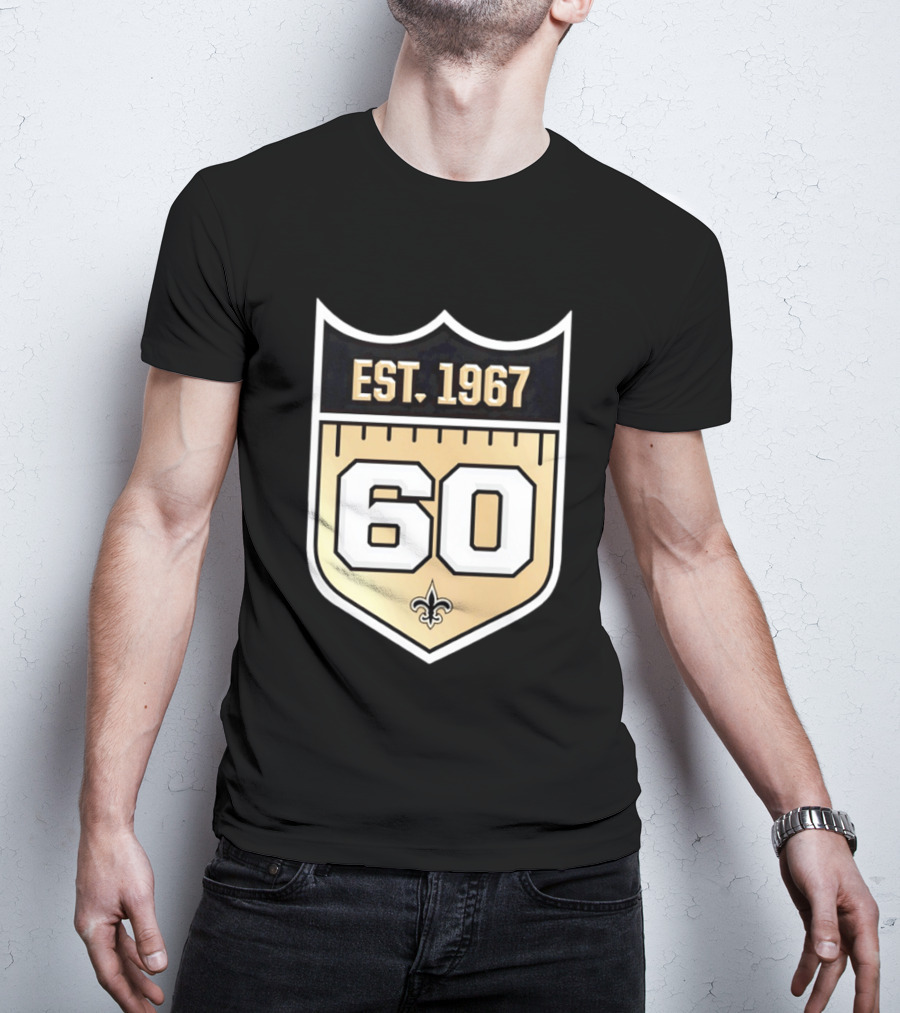 New Orleans Saints 60th Anniversary Est 1967 Fleur De Lis NFL Celebration T-Shirt