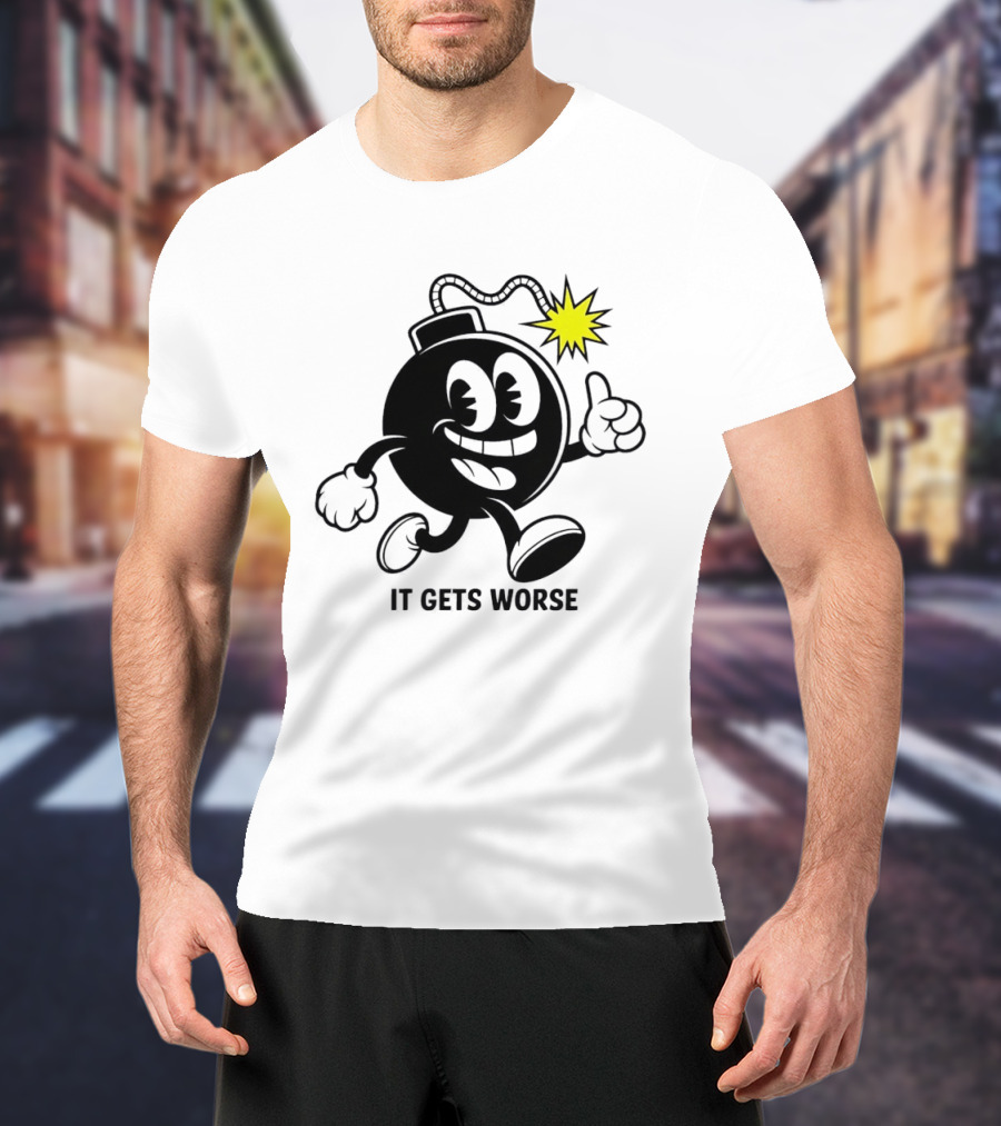 Bomb Walking Thumbs Up It Gets Worse Retro Cartoon T-Shirt