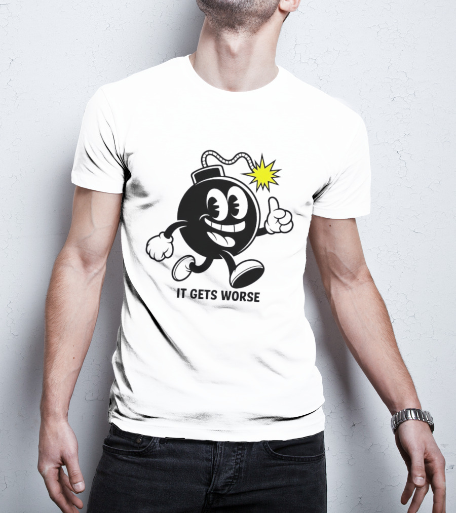 Bomb Walking Thumbs Up It Gets Worse Retro Cartoon T-Shirt