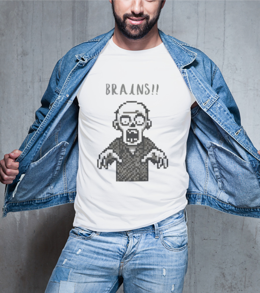 8 Bit Brains Pixel Zombie Undead Horror T-Shirt