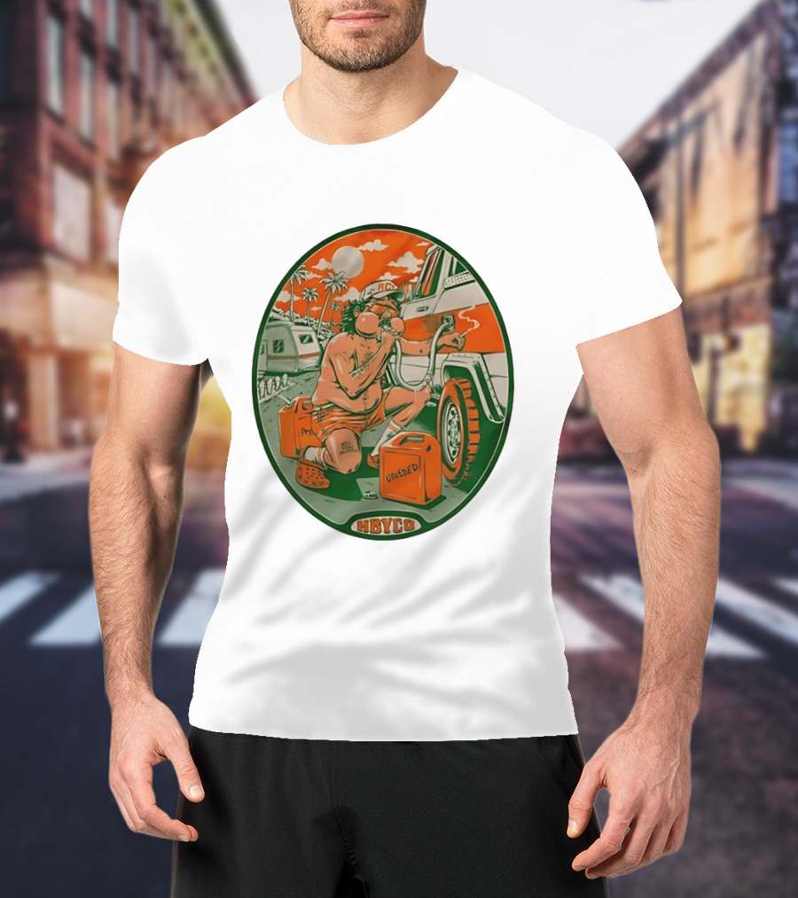 The Red Clay Strays X Soundwaves Creative Hollywood Florida 2026 Ellipse Shape HBYCO Unleaded Palm Trees Moon Retro Camper Scene T-Shirt