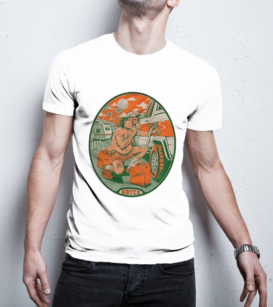 The Red Clay Strays X Soundwaves Creative Hollywood Florida 2026 Ellipse Shape HBYCO Unleaded Palm Trees Moon Retro Camper Scene T-Shirt