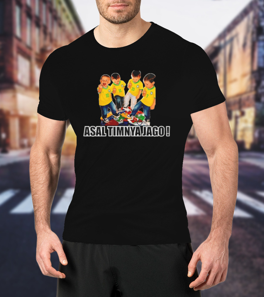 Brazil Football Kids Middle Finger Asal Timnya Jago Soccer Humor T-Shirt