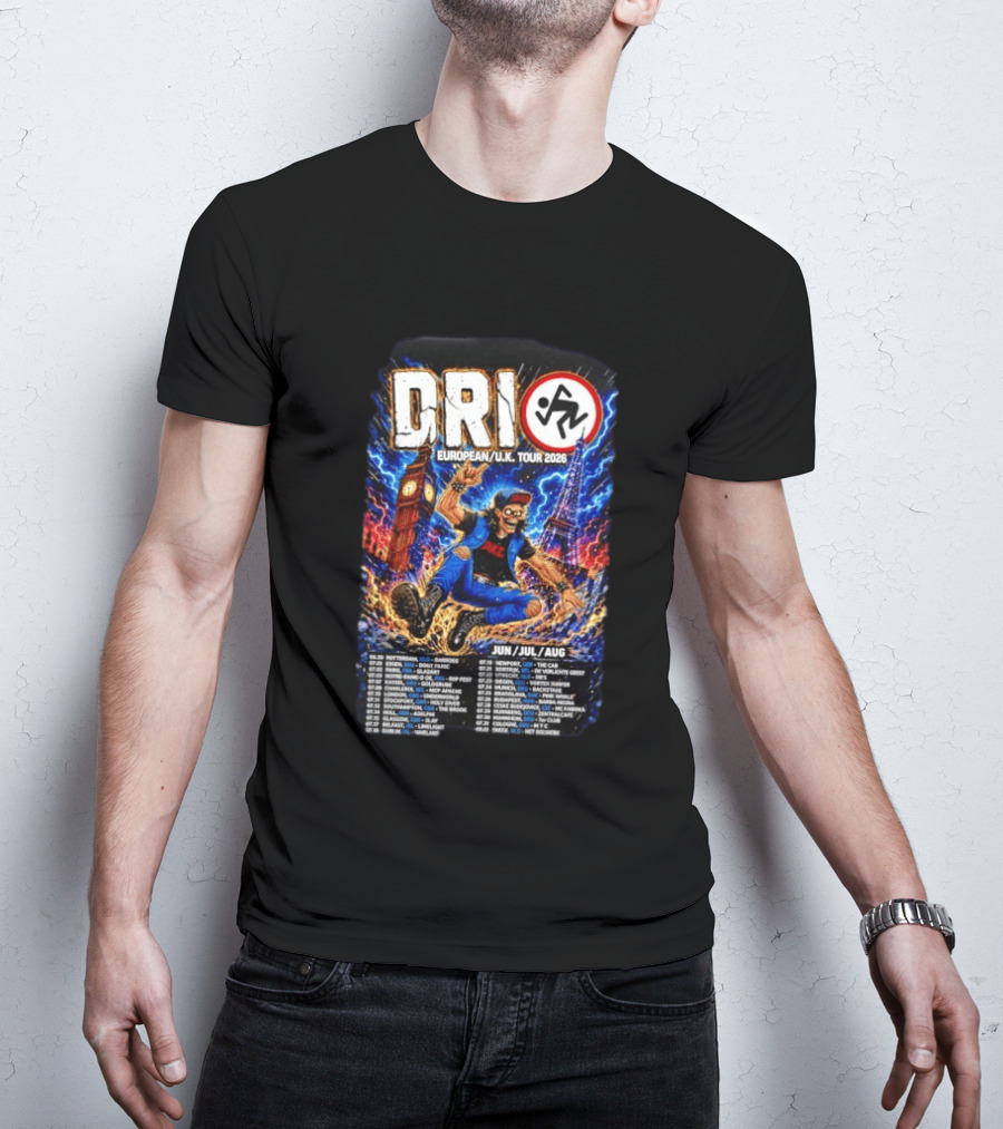 DRI European UK Tour 2026 Dirty Rotten Imbeciles Iconic Punk Artwork London Paris Venues Dates T-Shirt