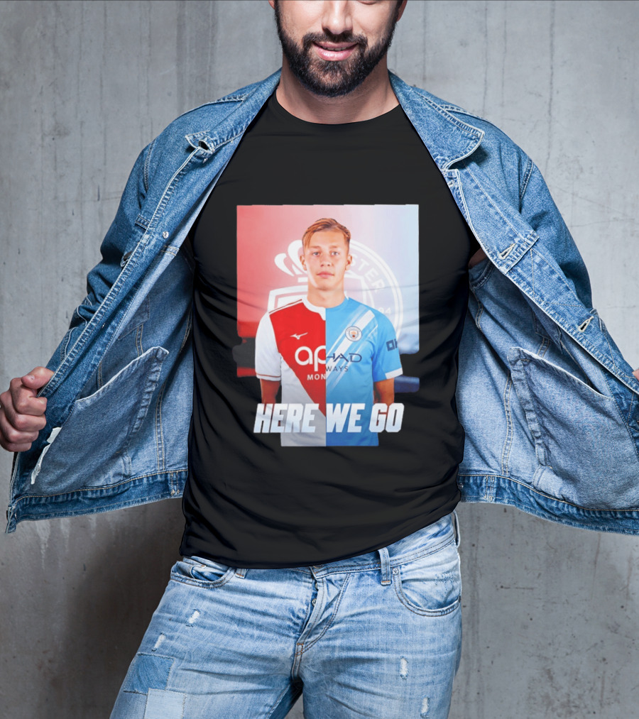 Mathys Detourbet Manchester City AS Monaco Transfer Here We Go T-Shirt