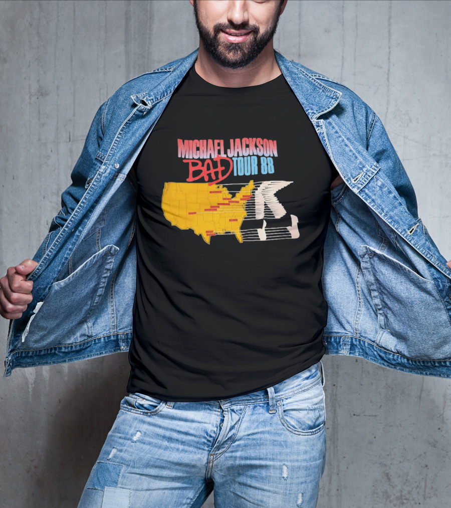 Michael Jackson BAD Tour 88 USA Map T-Shirt