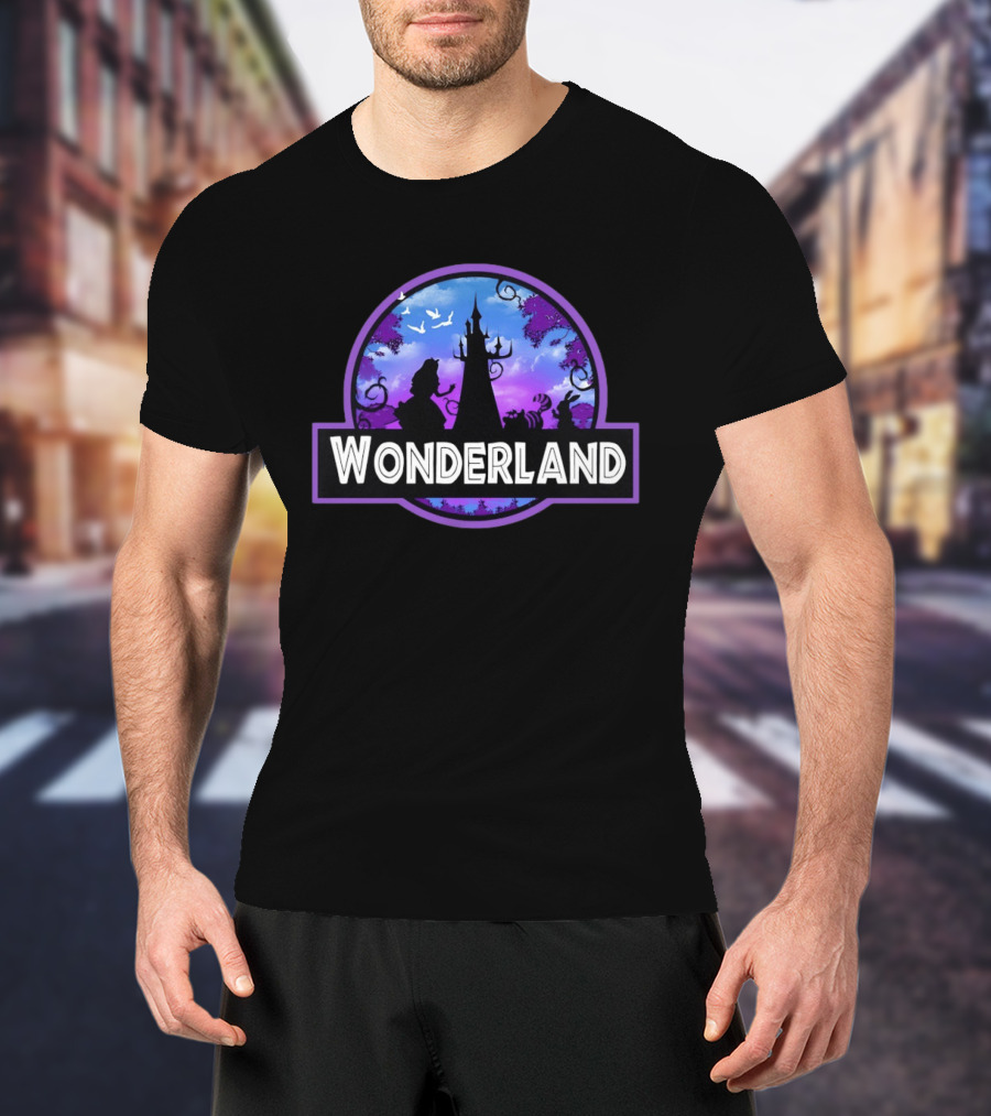 Alice Wonderland Adventure Silhouette Tower Fantasy Scene T-Shirt