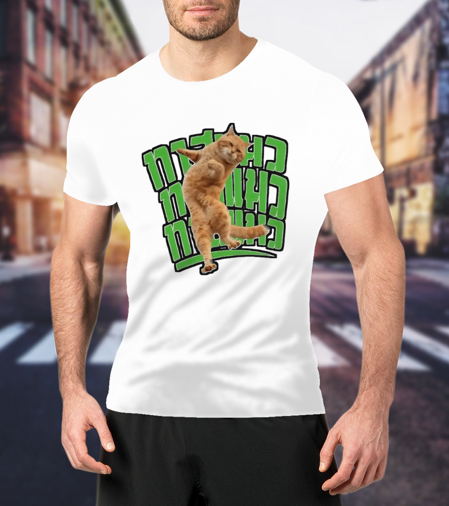 Cat Martial Arts Dance Hebrew T-Shirt