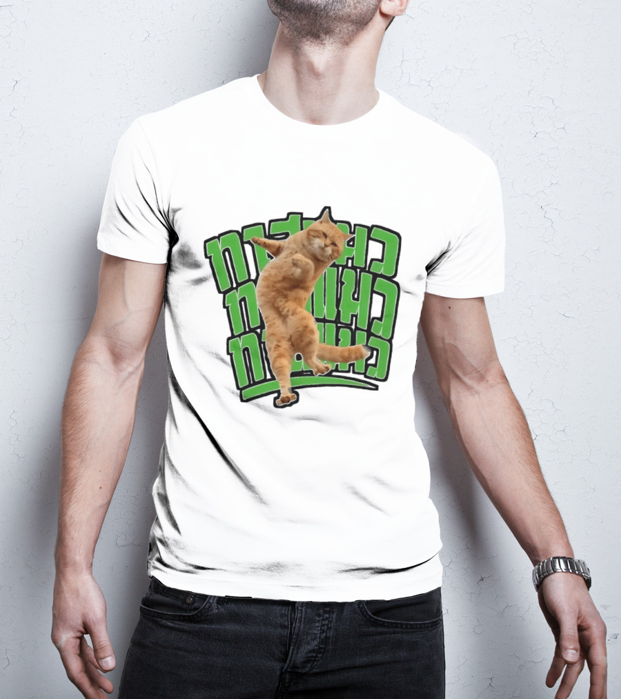 Cat Martial Arts Dance Hebrew T-Shirt