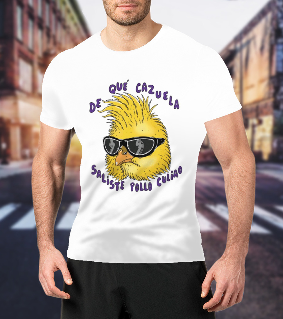 De Qué Cazuela Saliste Pollo Culiao Cool Chick With Sunglasses Chilean Slang T-Shirt