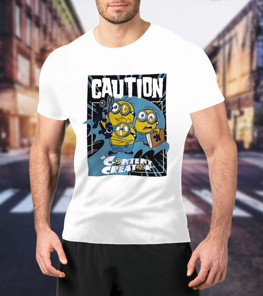 Caution Minions Content Creator Camera Book T-Shirt