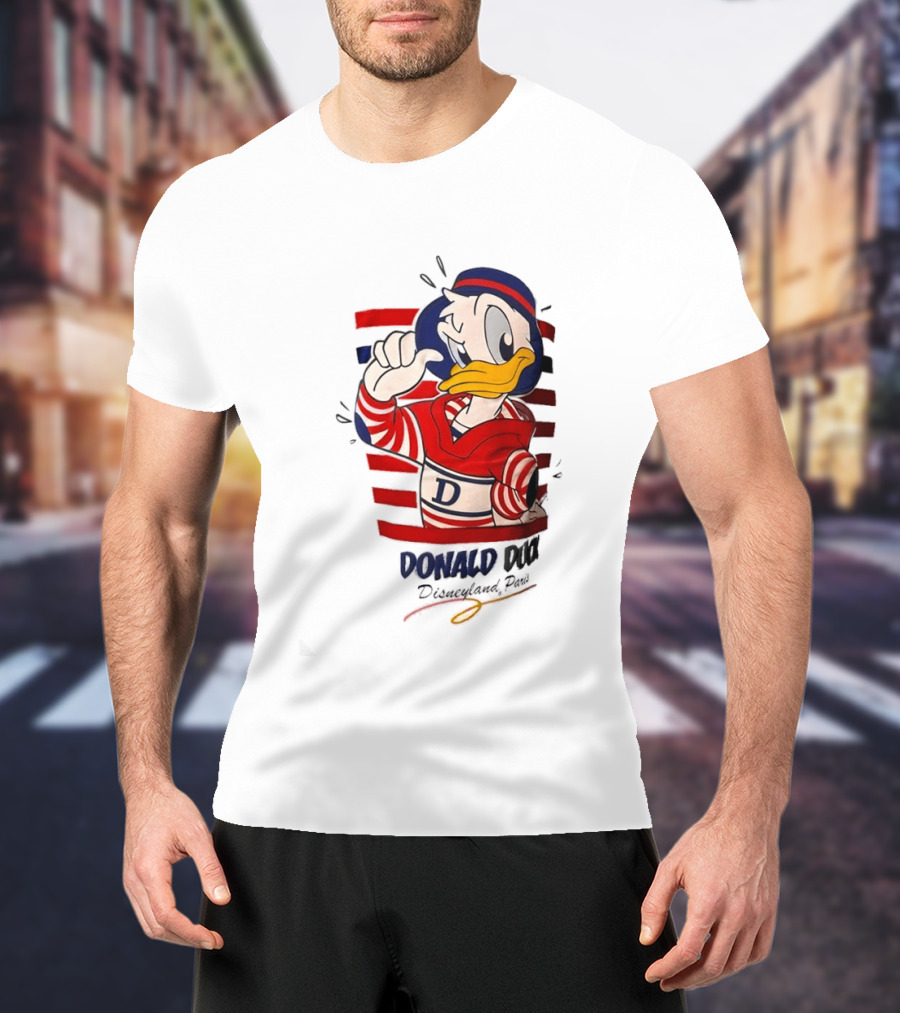 Donald Duck Disneyland Paris Red And White Striped Outfit T-Shirt