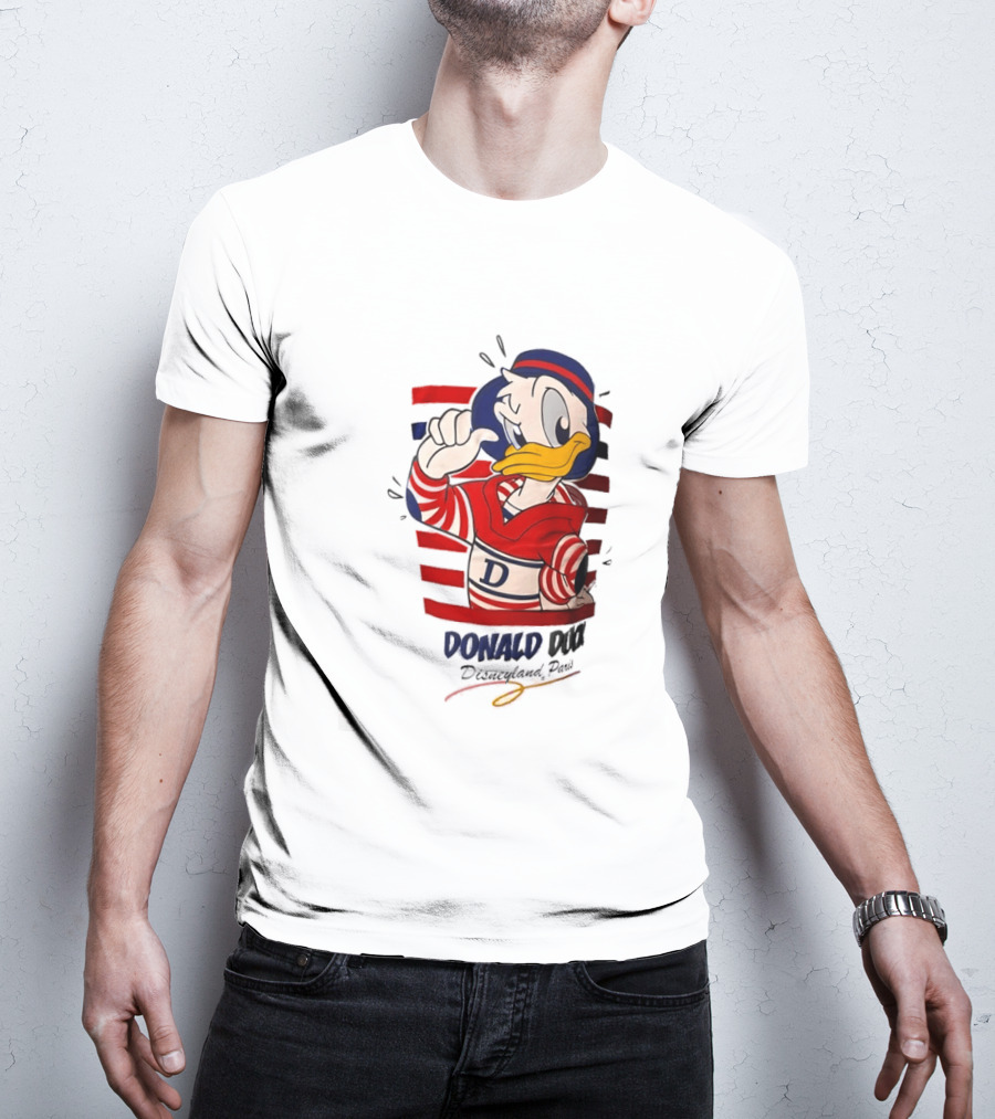 Donald Duck Disneyland Paris Red And White Striped Outfit T-Shirt