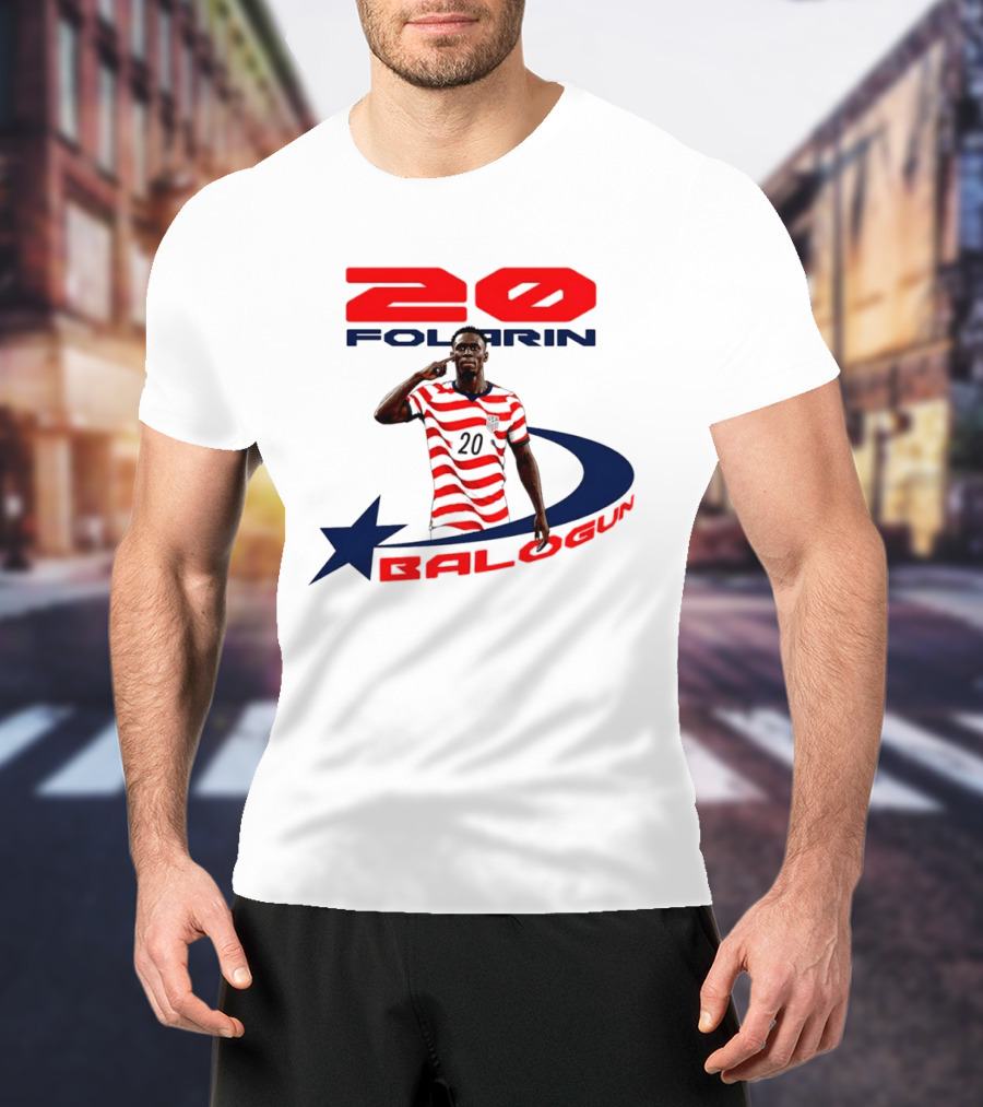 Folarin Balogun 20 Striped United States Soccer Team Star T-Shirt