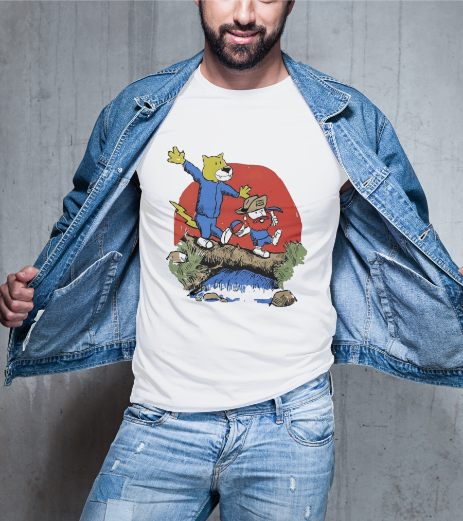 Denver Nuggets Rocky Mountain Lion Cartoon Adventure With Basketball T-Shirt