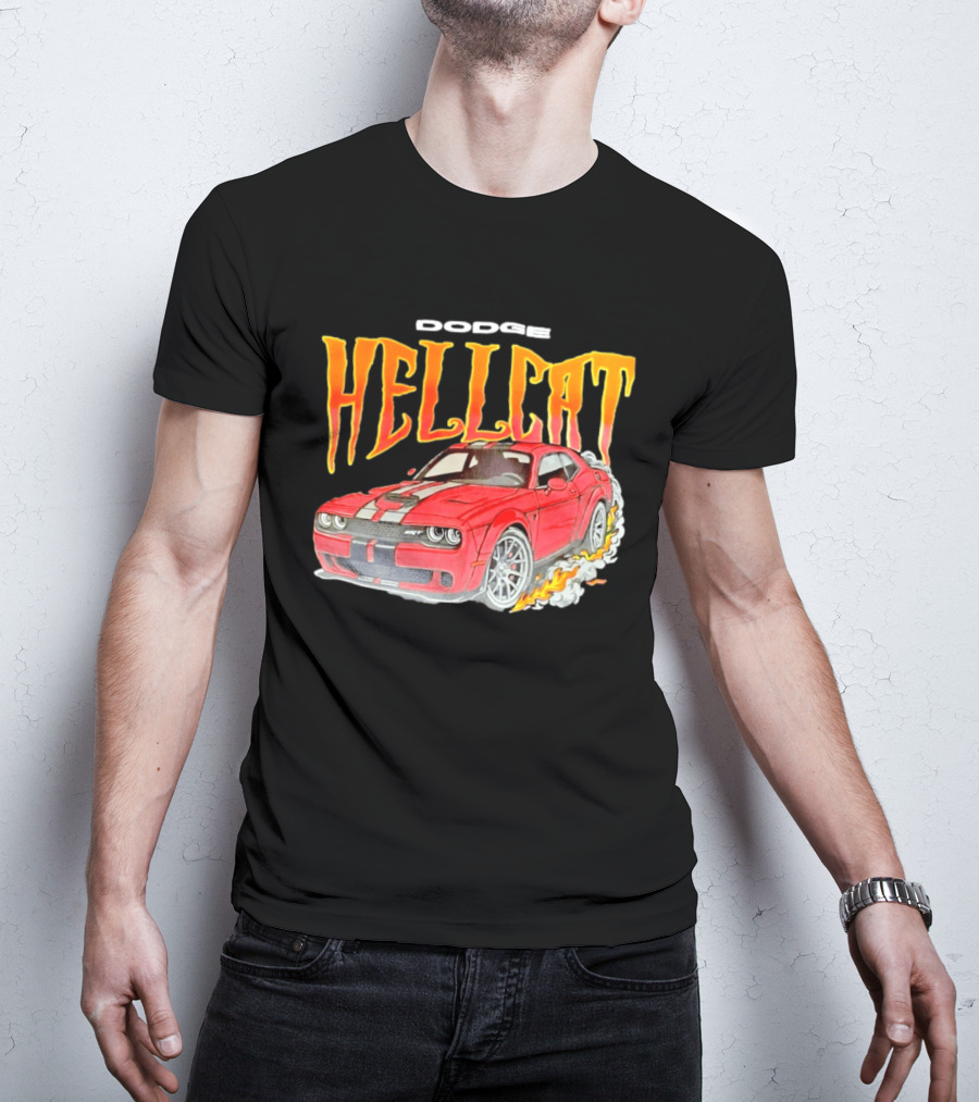 Dodge Hellcat Car Flames Drifting T-Shirt