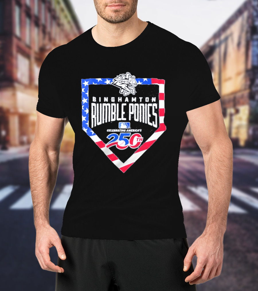 Binghamton Rumble Ponies Celebrating America 250th Anniversary MLB Stars And Stripes T-Shirt