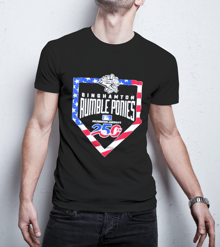 Binghamton Rumble Ponies Celebrating America 250th Anniversary MLB Stars And Stripes T-Shirt