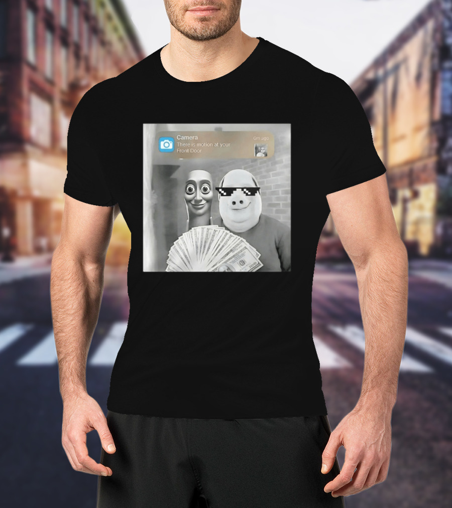 Camera There Is Motion At Your Front Door Meme Pig Mask And Funny Faceувель� T-Shirt