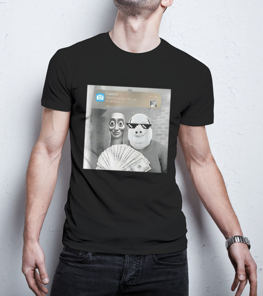 Camera There Is Motion At Your Front Door Meme Pig Mask And Funny Faceувель� T-Shirt