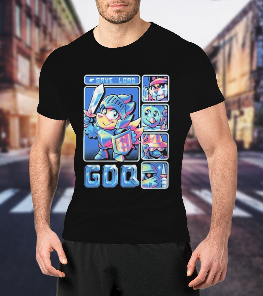 Fangamer GDQ Quick Quest Save Load Knight Adventure Characters T-Shirt