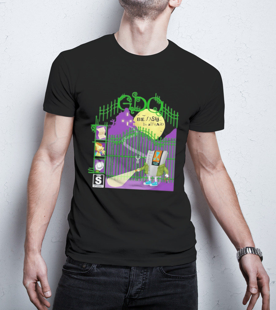 Gdq Be Fast Be Afraid Spooky Retro Robot Gaming T-Shirt